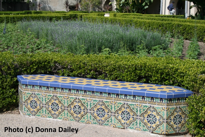 A tiled seat in Balboa Park, San Diego, California