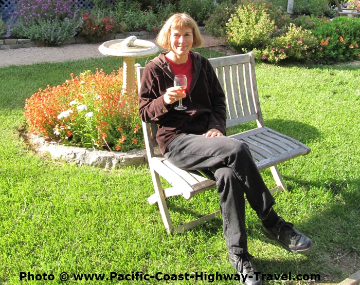 Complimentary wine at this Cambria accommodation, the Olallieberry Inn