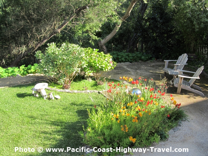 The lovely gardens at this Cambria accommodation, the Olallieberry Inn