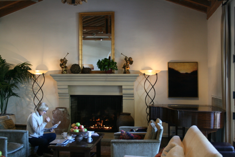 The Guest Lounge in The Cypress Inn, Carmel's dog-friendly hotel