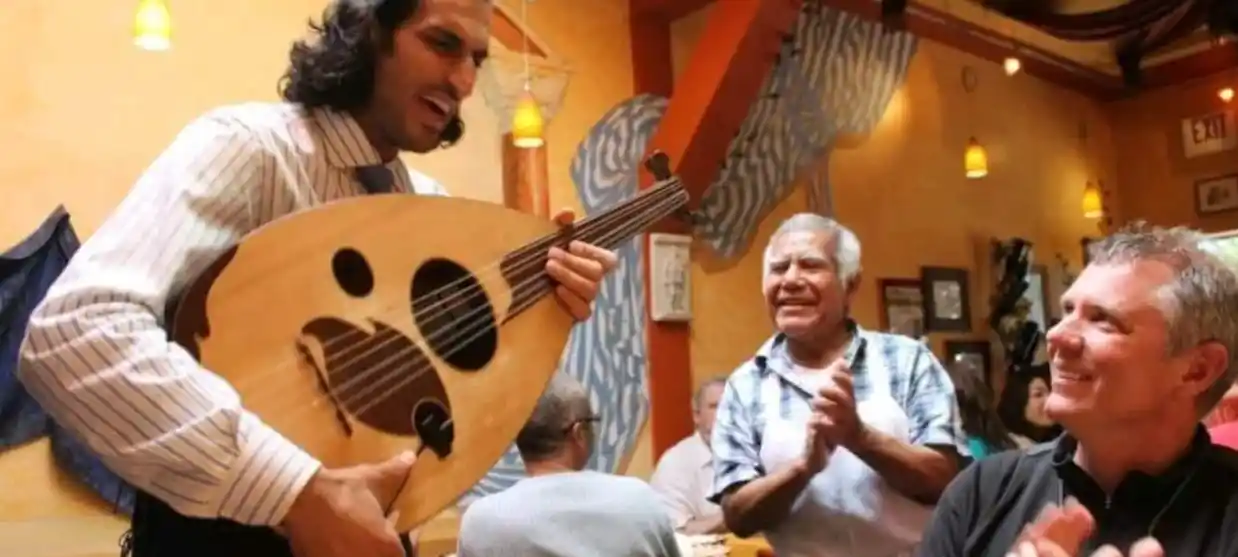 Musician in the Dametra Cafe in Carmel