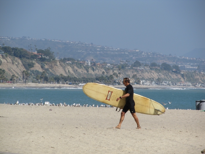 Photo of a surfer at Dana Point on the Pacific Coast Highway in California