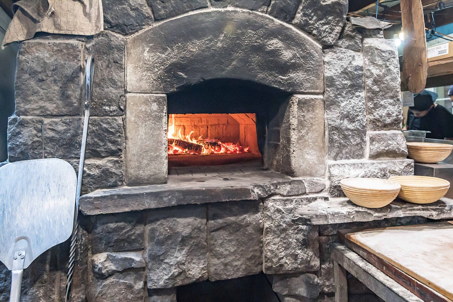 Wood-fired pizza oven at the Drift Inn in Yachats