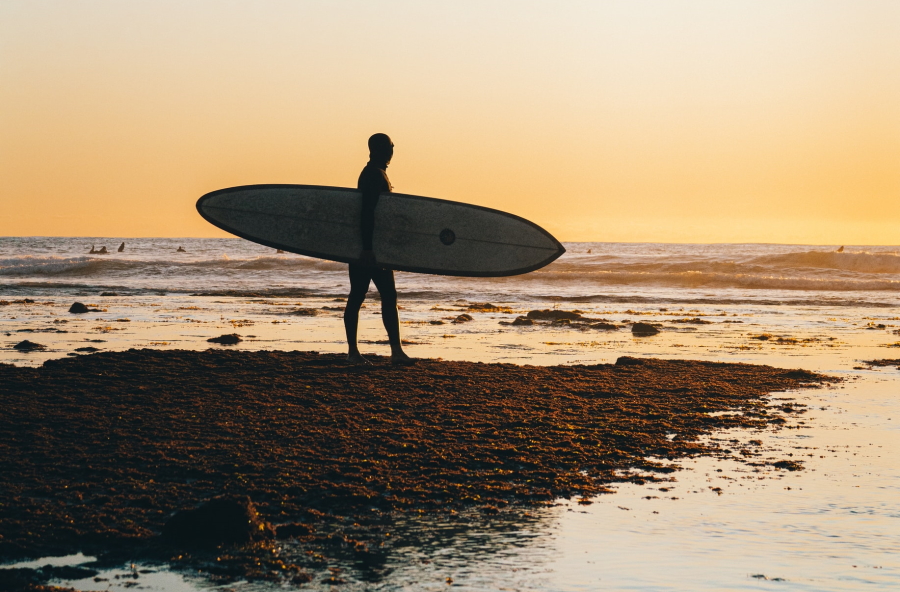 Surfer at Sunset in Encinitas