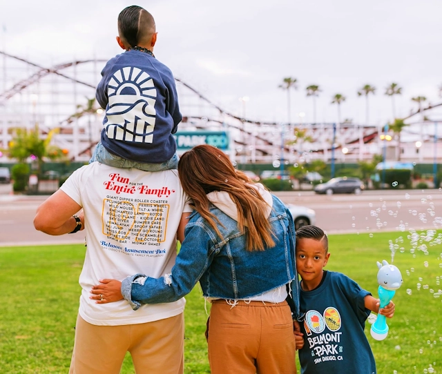 Family Having Fun in Belmont Park in San Diego