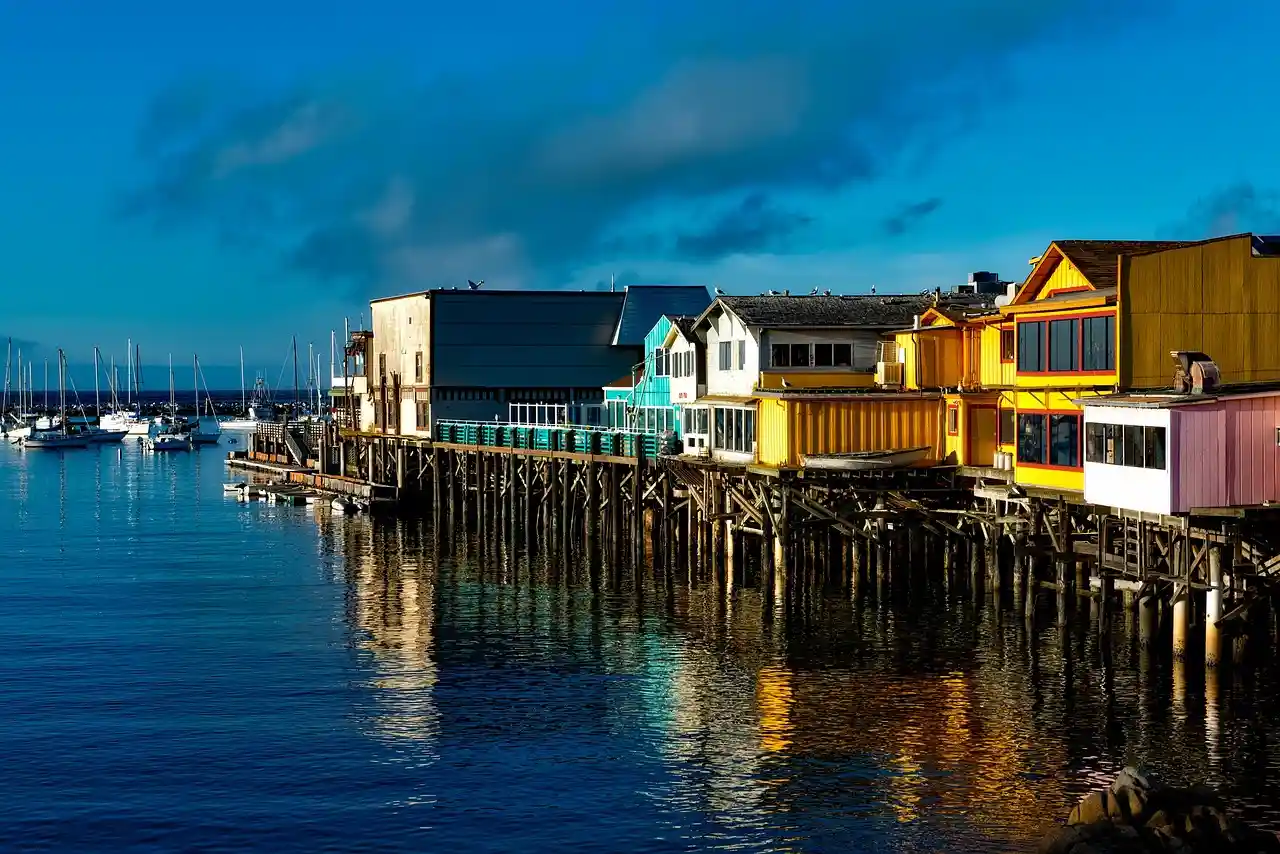 Fishermans Wharf in Monterey at sunset
