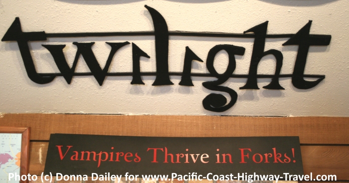 Twilight sign in Forks, Washington