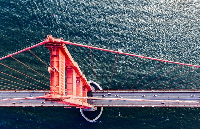 View of San Francisco's Golden Gate Bridge from above