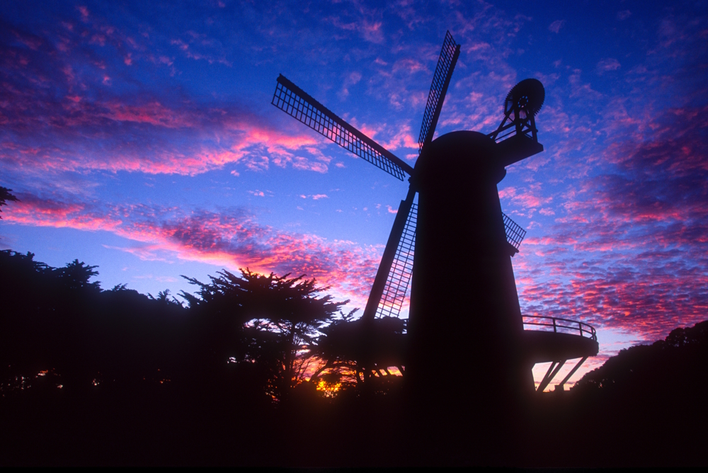 Windmill at Dusk in Golden Gate Park in San Francisco