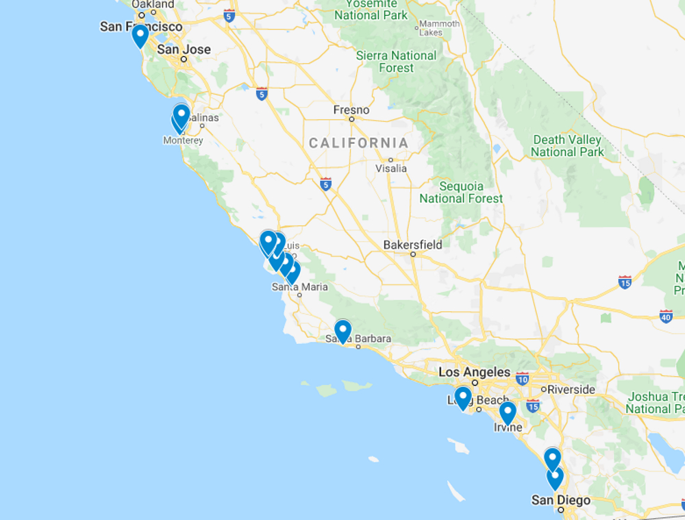Pacific Coast Highway Golf Courses Google Map