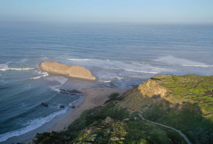 Greyhound Rock Beach near Davenport in California