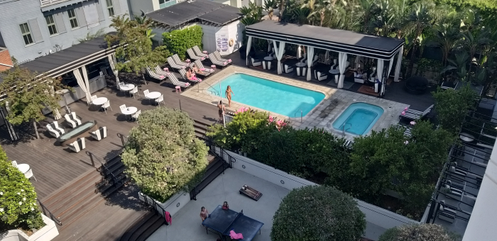 Courtyard Deck at the Hotel Shangri-La in Santa Monica, California.