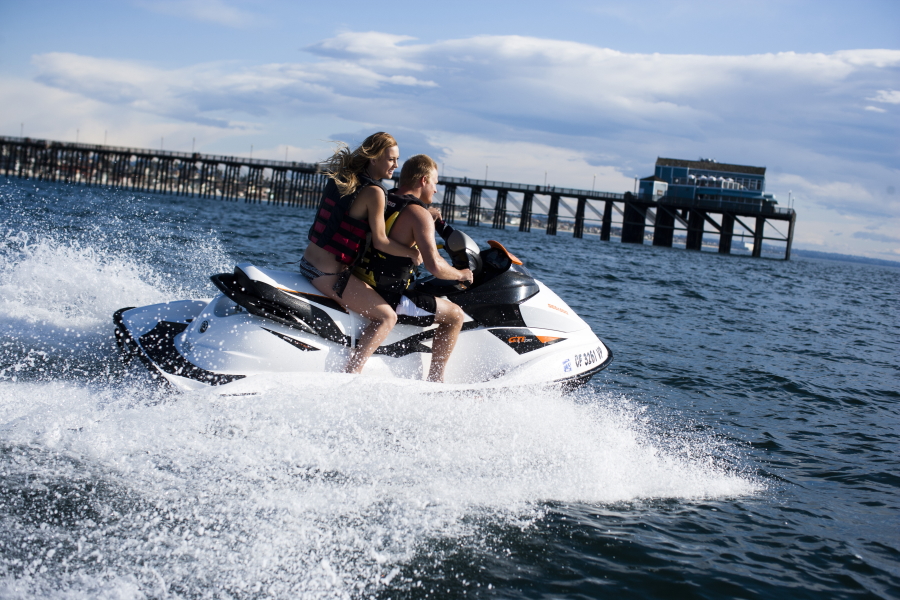 Jet skiers near Oceanside Pier in Oceanside, southern California