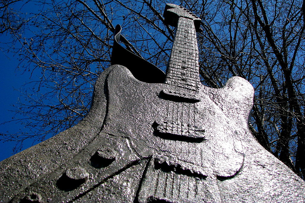 Guitar sculpture in the Kurt Cobain Memorial Park in Aberdeen, Washington