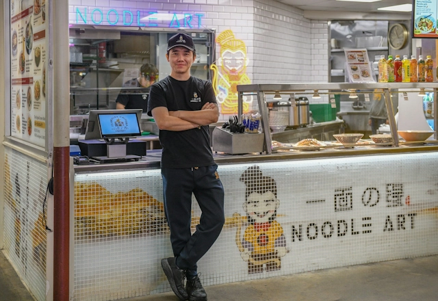 Noodle Art Stand in the Original Farmers Market in Los Angeles