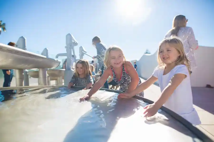 Kids playing in The Sky Garden at MOXI in Santa Barbara