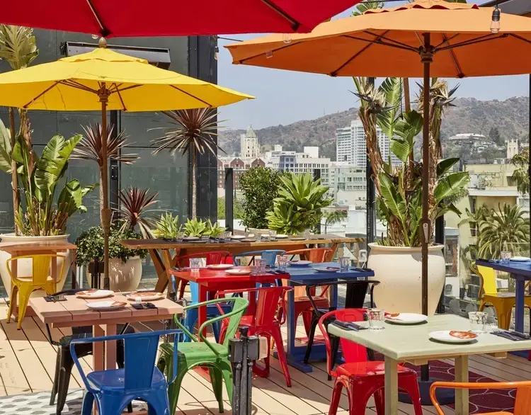 Rooftop Breakfast at the Mama Shelter Los Angeles Budget Hotel
