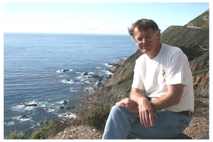 Travel Writer Mike Gerrard relaxing along the Pacific Coast Highway.