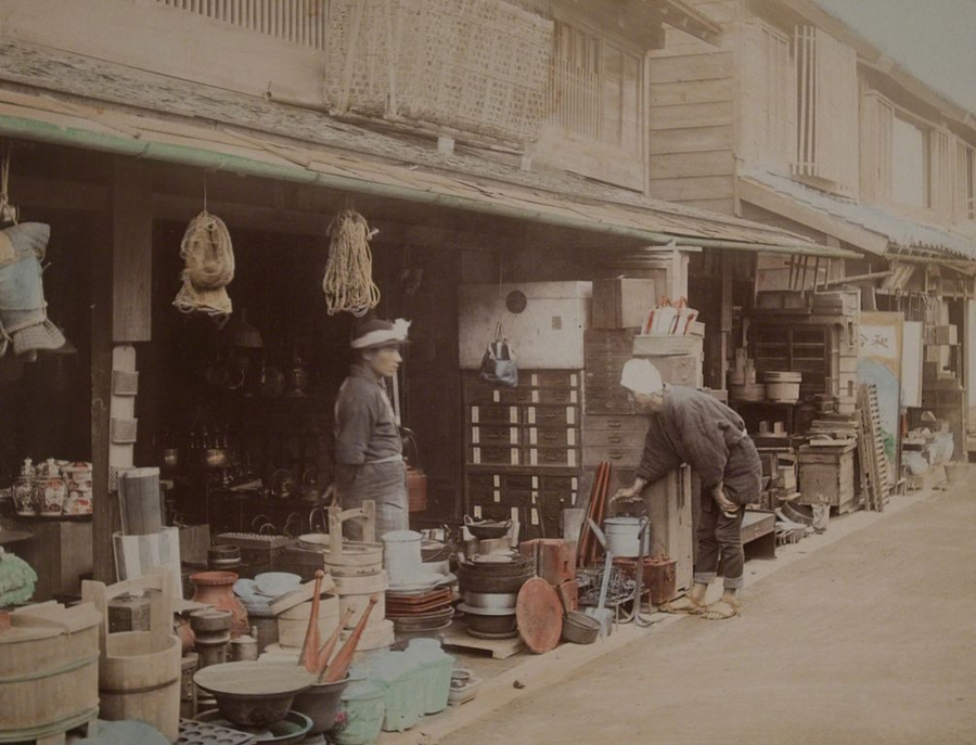 Japanese Street Scene, 1890s, old photo from the Museum of Photographic Arts in San Diego