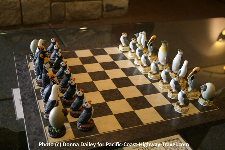 Chess set in the lobby of The Overleaf Lodge and Spa in Yachats, Oregon