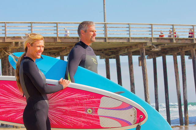 Surfers at Pismo Beach