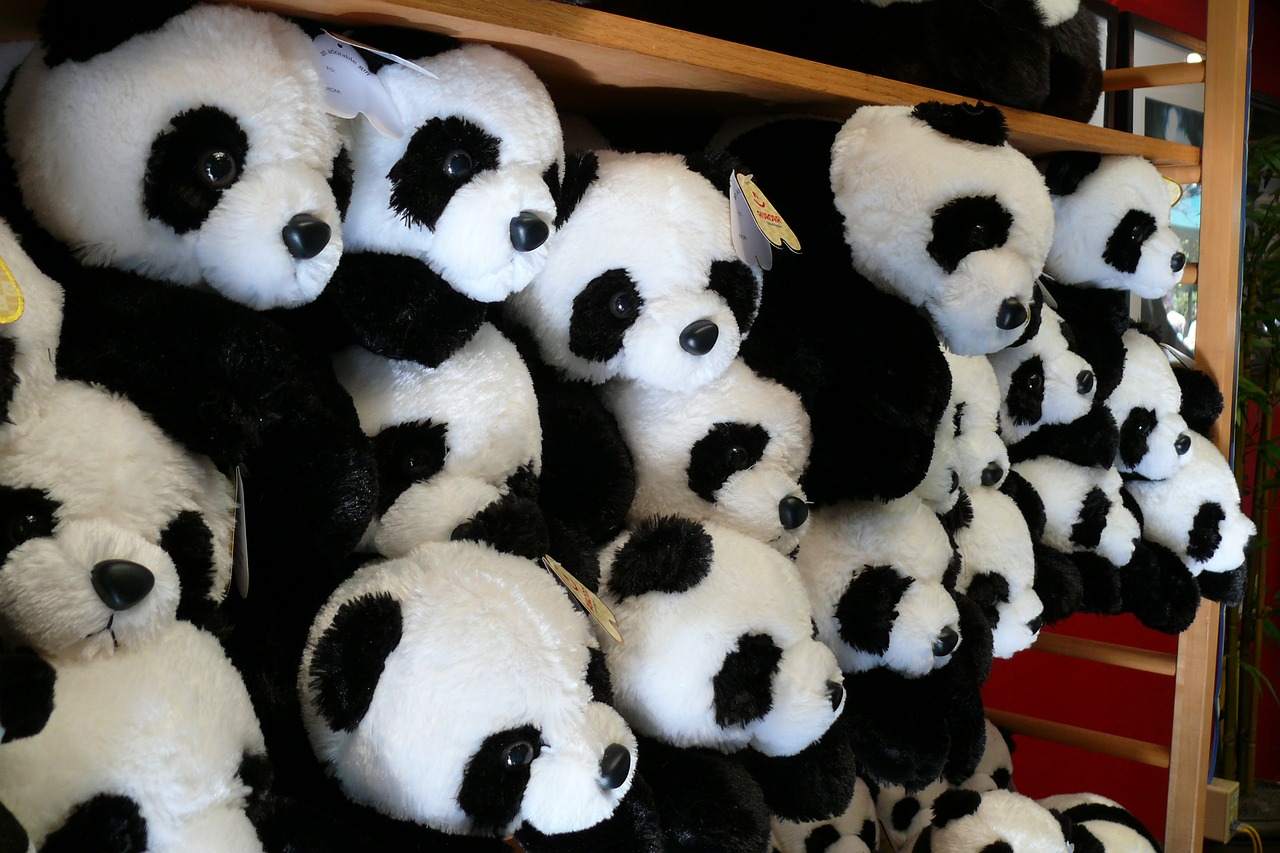 Panda toys in the gift shop at San Diego Zoo
