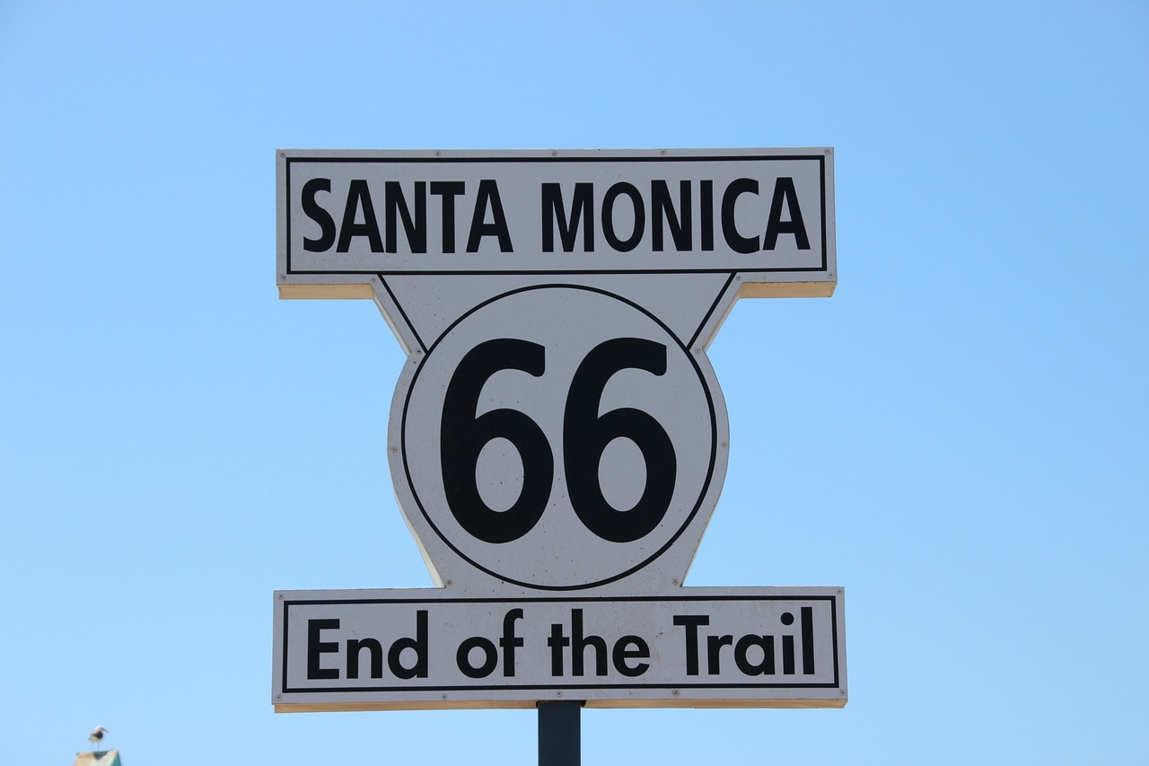 Sign marking the end of Route 66 in Santa Monica