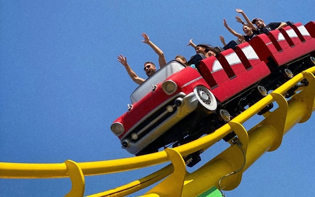 People on the Rollercoaster at Santa Monica Pier