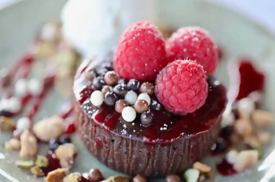 Raspberry and Chocolate Dessert at the Lobster Restaurant on Santa Monica Pier