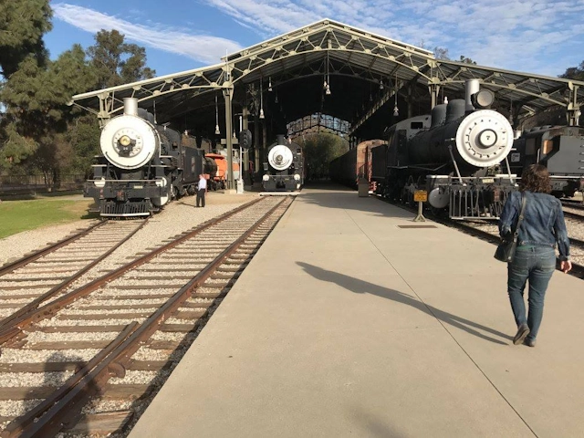 Trains at the Travel Town Museum in Griffith Park, Los Angeles