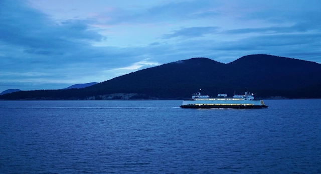 Ferry Going Between Seattle and Bainbridge Island