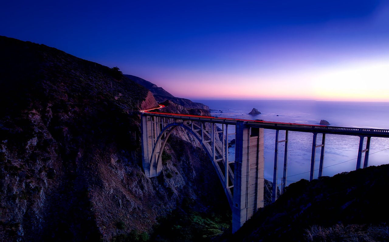 Photo of Bixby Bridge in Big Sur on the Pacific Coast Highway at dusk