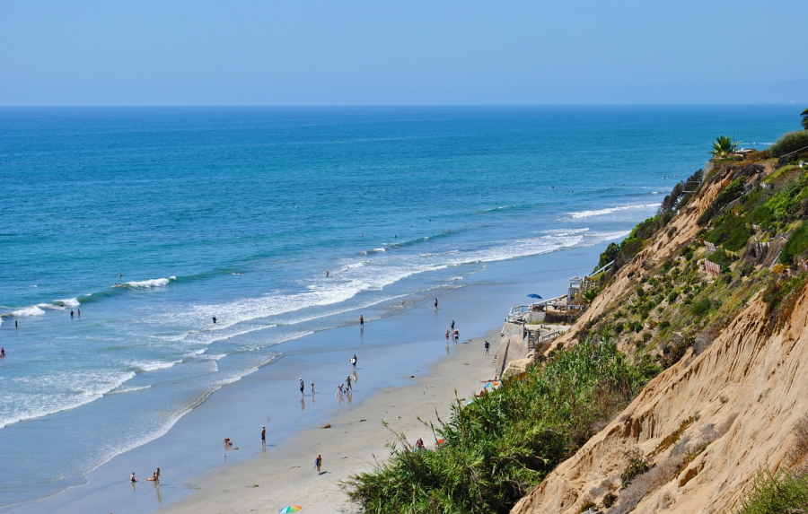 Beach and cliffs in Carlsbad, California