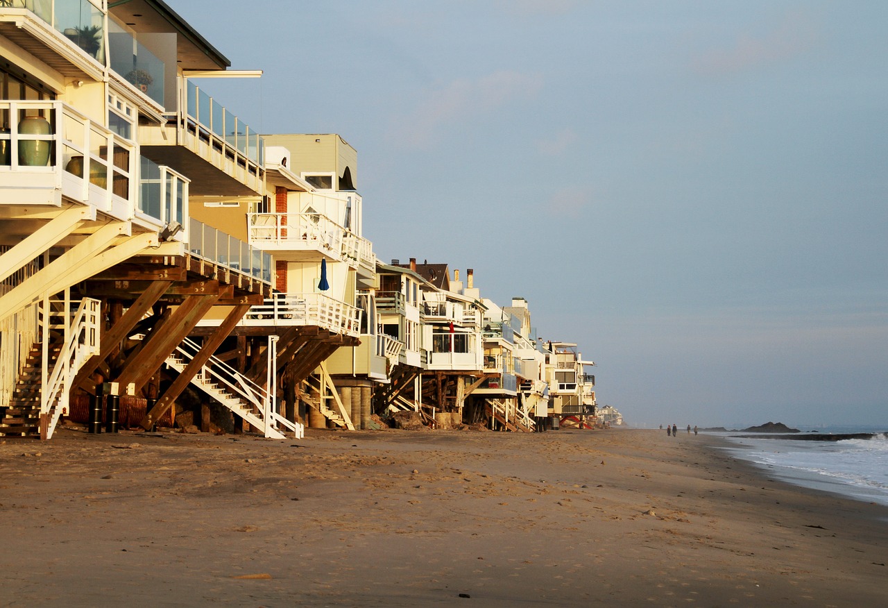 Houses on the beach in Malibu, California