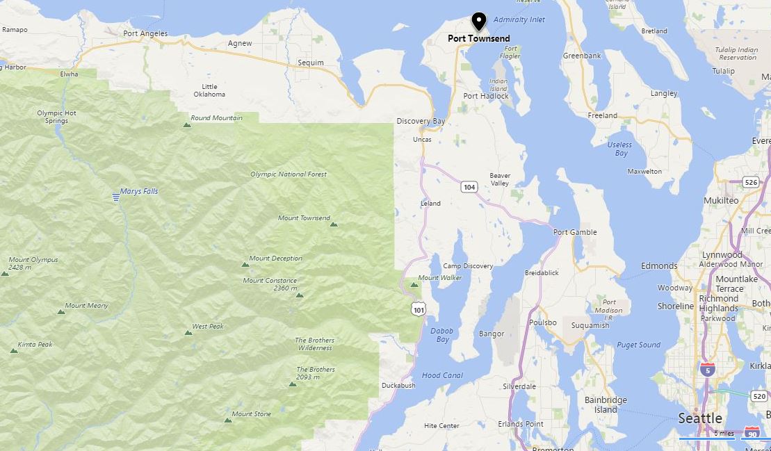 Map showing location of Port Townsend in Washington State