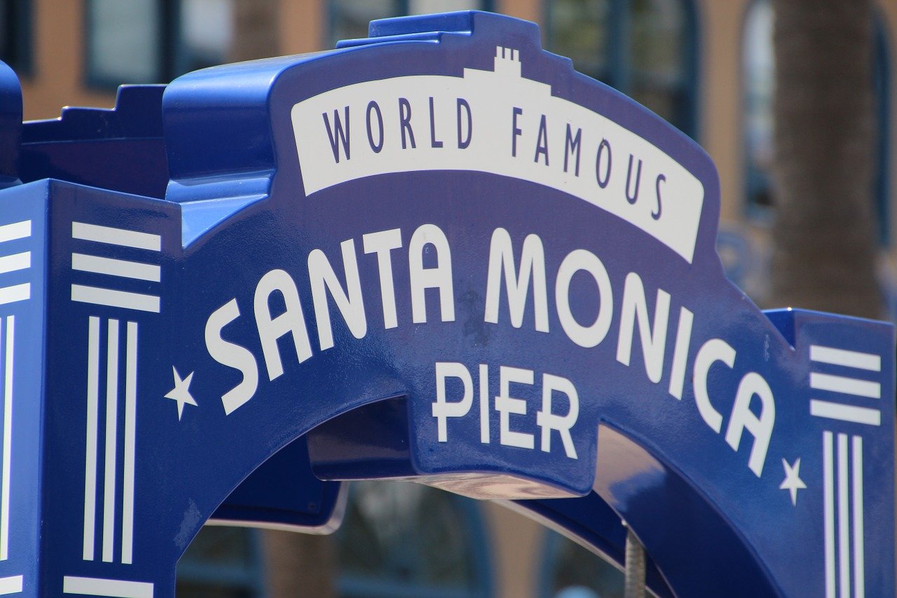 The Entrance Sign for Santa Monica Pier