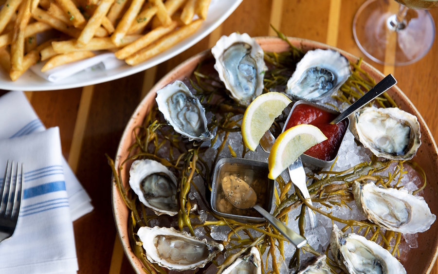A plate of oysters at Schooner's restaurant in Monterey