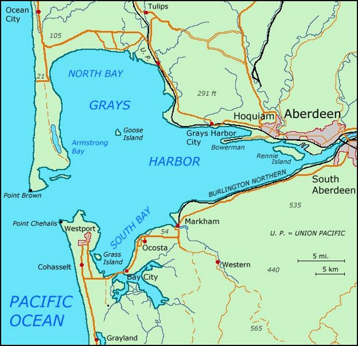 Locator map for Westport in Washington state