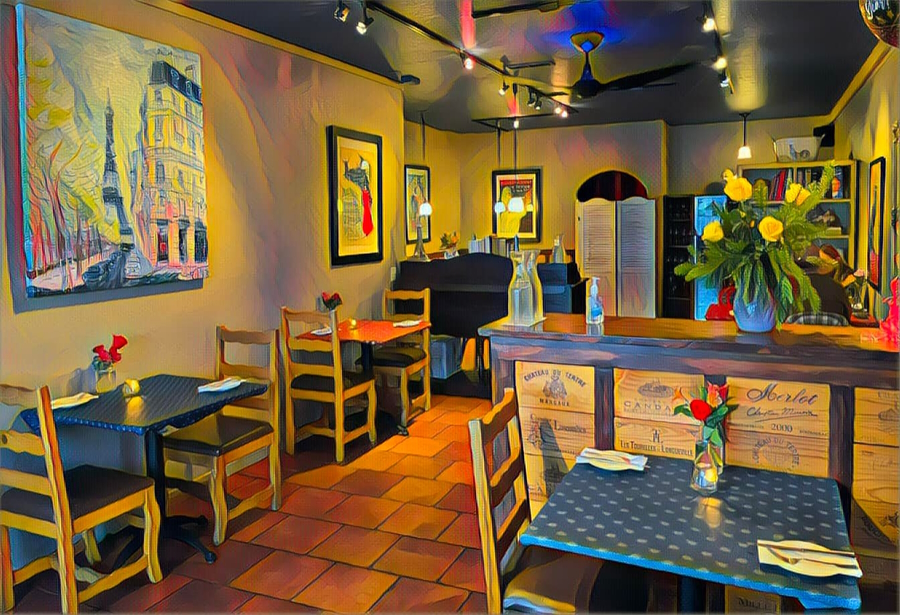 Interior of the Bistro Moulin in Monterey