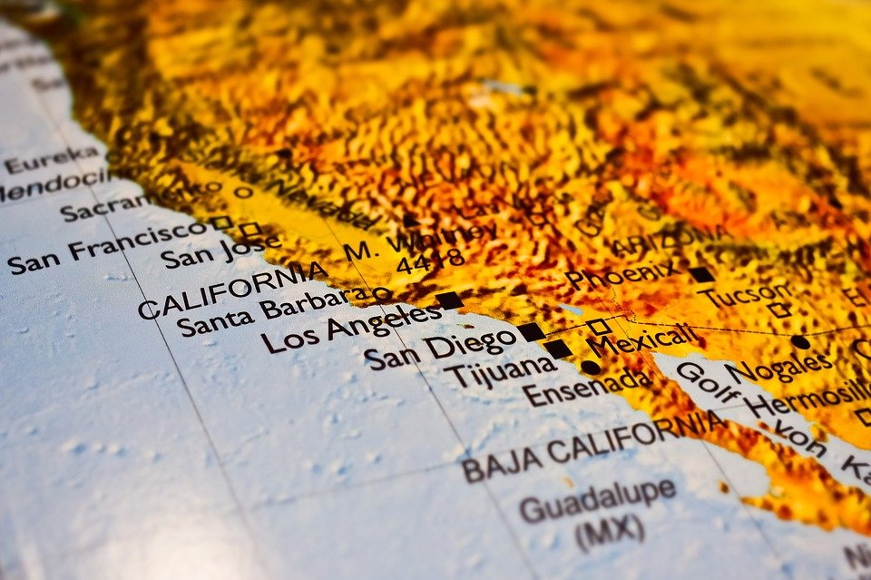Map of the California coast