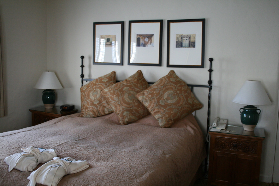 Guest Bedroom in The Cypress Inn, Carmel's dog-friendly hotel