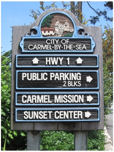 Information sign on the street in Carmel, California