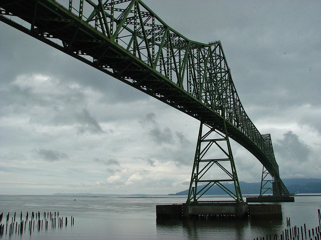 The Astoria–Megler Bridge in Astoria, Oregon