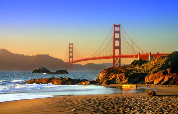 Baker Beach and the Golden Gate Bridge in San Francisco