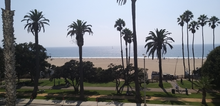 View of the Pacific Ocean from Hotel Shangri-La in Santa Monica, California.