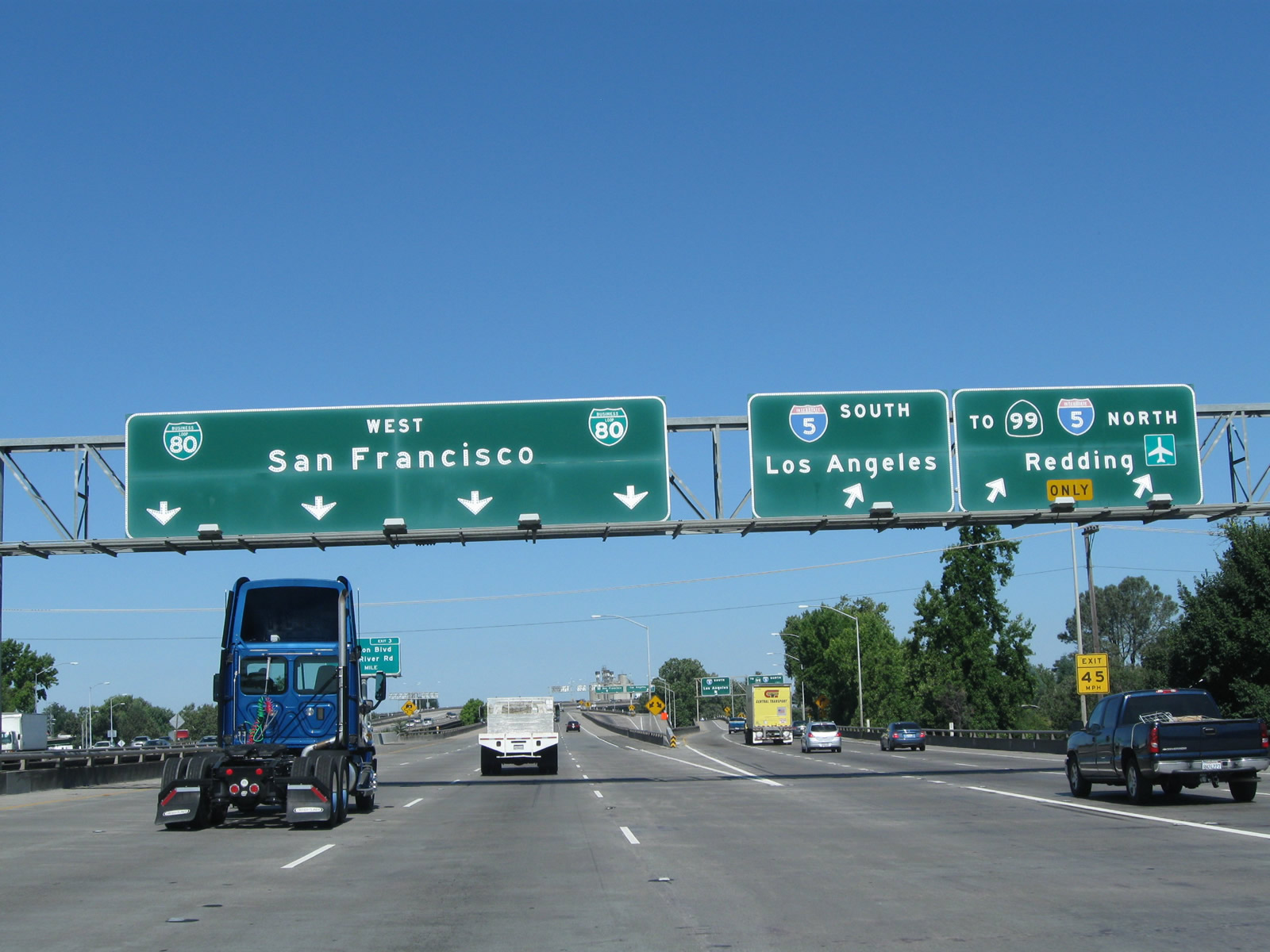 Road signs in California for I-5 South