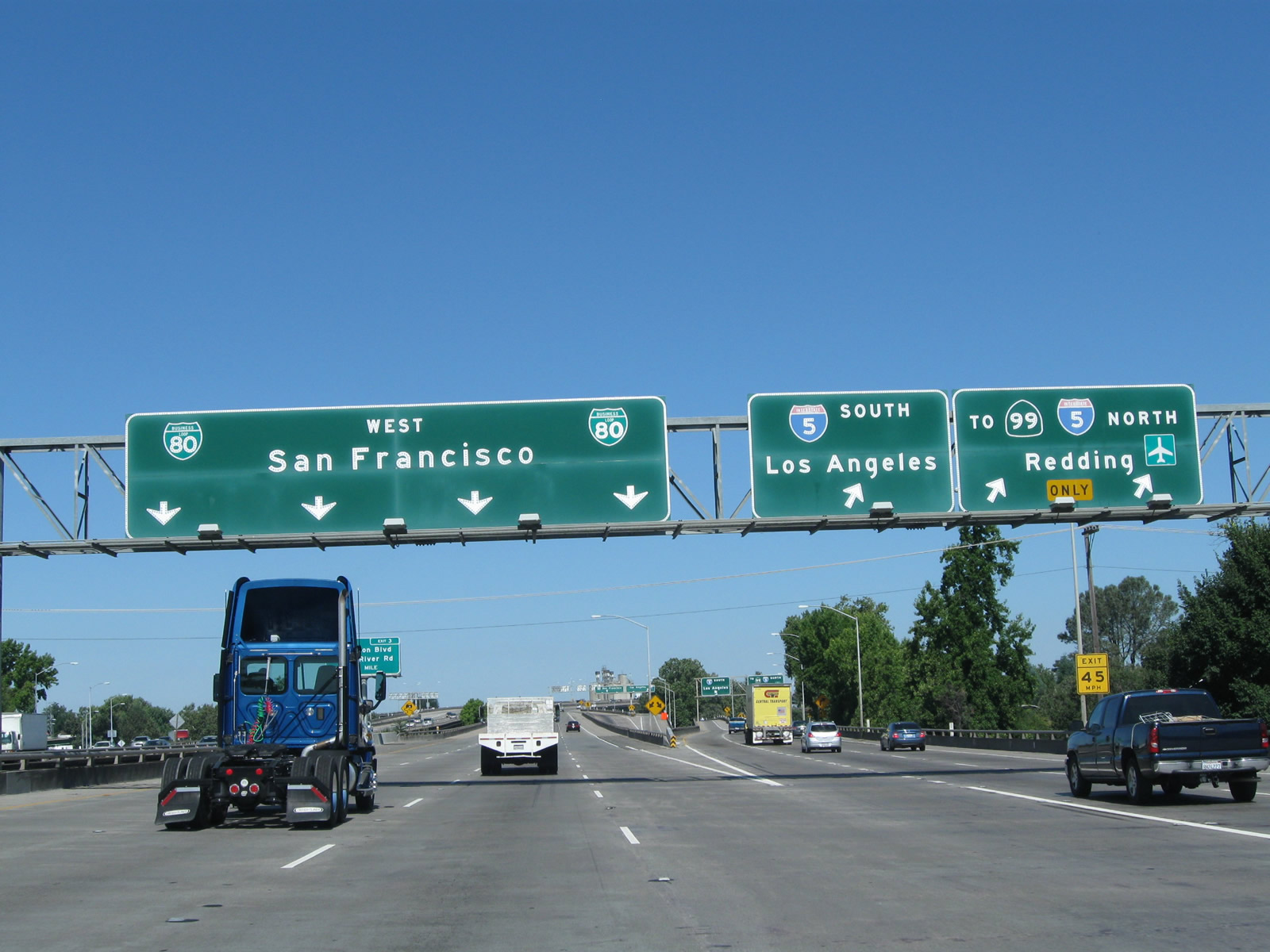 Road signs in California for I-5 South