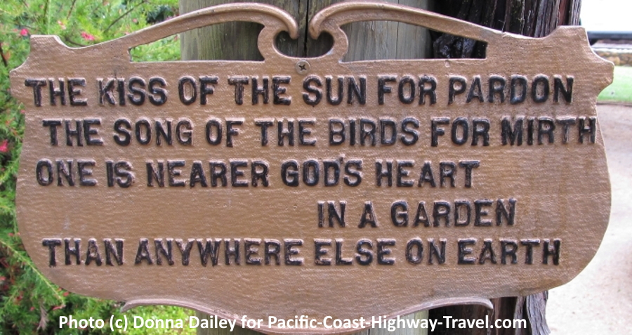 Sign In the gardens at the JUST Inn in Paso Robles, California