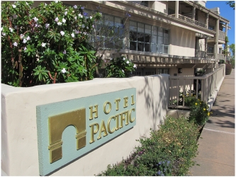 The Hotel Pacific is a Monterey boutique hotel in a good location close to Fisherman’s wharf and downtown restaurants and bars and with its own parking garage.