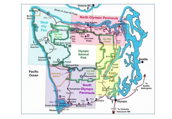 Sample map from the Olympic Peninsula Travel Guide